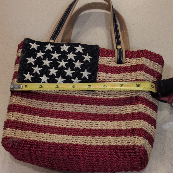 Amanda Smith Woven Red and Cream Flag Tote - Picture 8 of 11